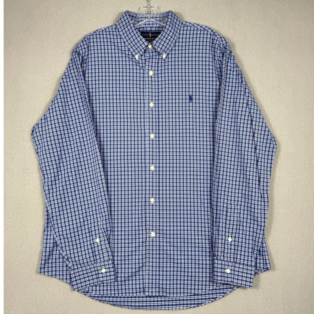 Ralph Lauren Performance Button Down Shirt Mens XL Tattersall Check Classic‎ Fit
